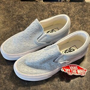 Vans Sky Blue Textured Slip-On Shoes 5women/3.5 men